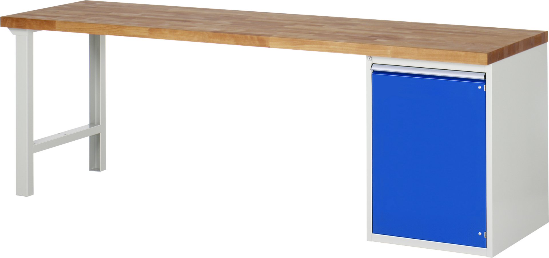 Werkbank Modell 7501 rot - schwarz, BxTxH 2500x700x890 mm,  Buche-Massiv Arbeitsplatte 40 mm