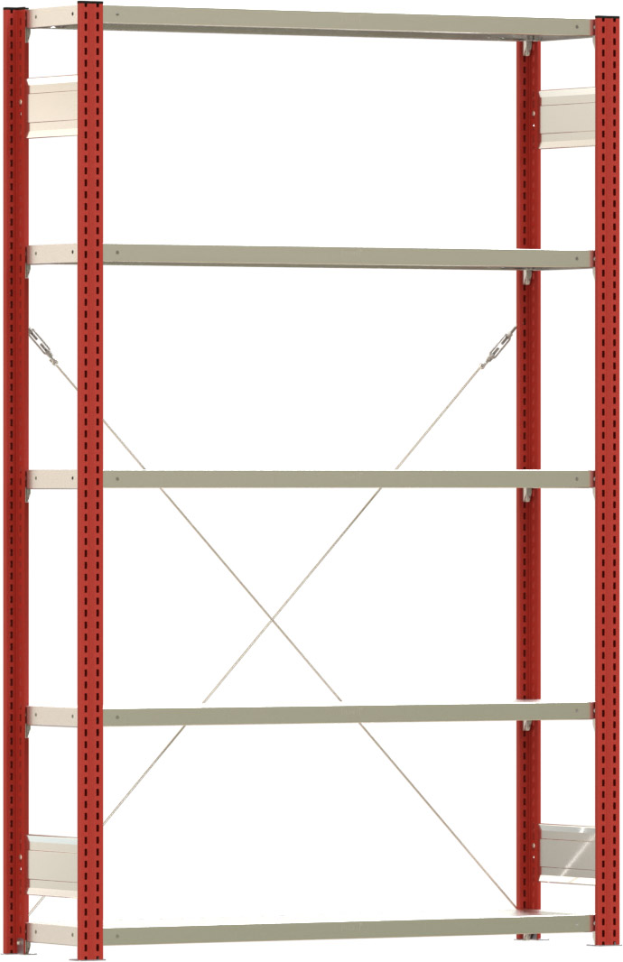 Fachbodenregal BERT - Breite: 128,5 cm - Tiefe: 30 cm - Höhe: 200 cm - 5 Böden - Grundregal