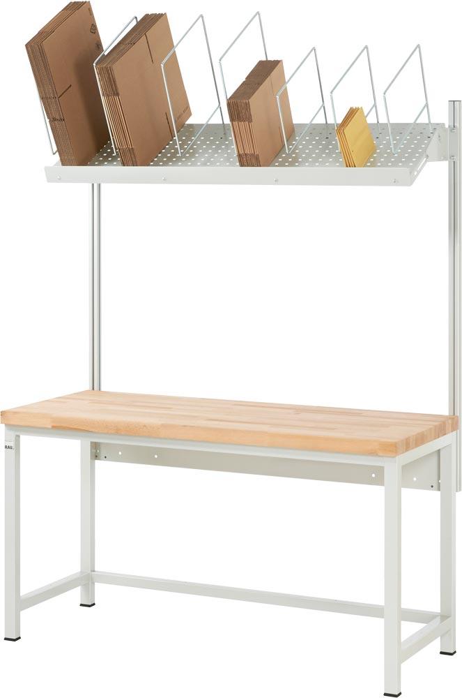 Kartonagenmagazin mit 5 Steckbügeln für B 1000 mm, T 450 mm, max. Belastung 30 kg, RAL 7035 Lichtgrau