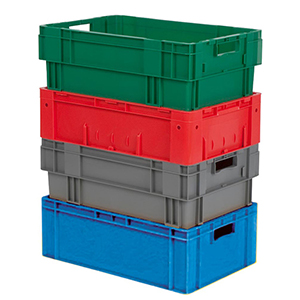 Drehstapelbehälter, PP, LxBxH 600x400x270 mm, Volumen 50 l, Farbe grün, VE 2 Stück