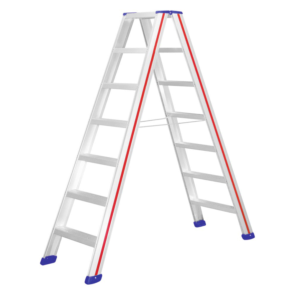Stufen-Stehleiter, beidseitig begehbar, inkl. Spreizsicherung, Höhe 1150 mm, 2x5 Stufen, Gewicht 6,9 kg