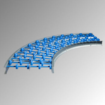 Leichtröllchenbahn - 400 mm - Kunststoffröllchen - Achsabst. 75 mm - Kurve 90 Grad