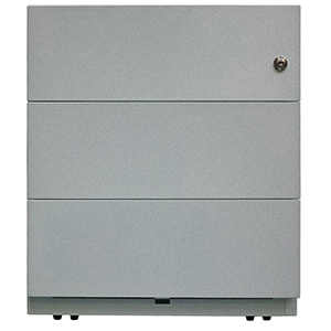 Rollcontainer, BxTxH 420x565x495 mm, 3 Schubladen, seitliche Griffleisten, silber