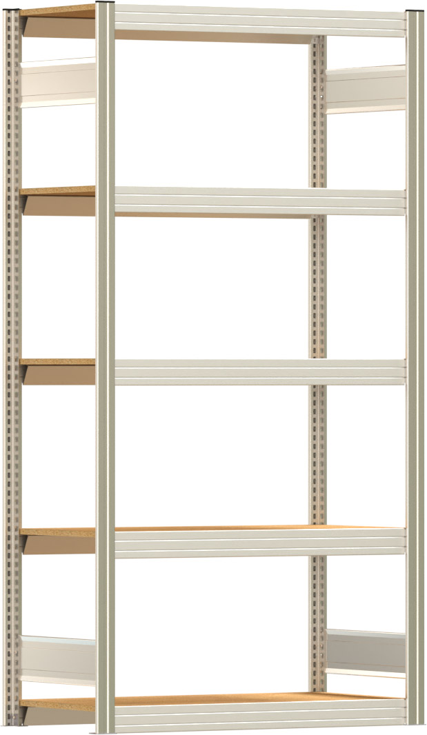 Fachbodenregal BERT - Breite: 100,5 cm - Tiefe: 50 cm - Höhe: 200 cm - 5 Böden - Grundregal