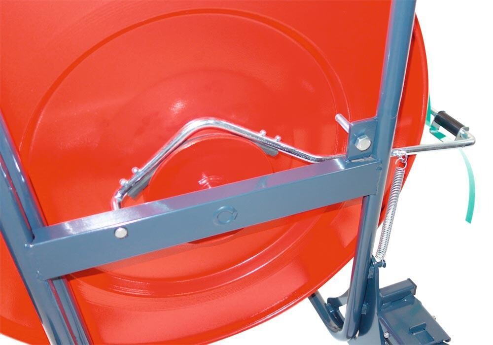 Abroll-Wagen, 4-Rad-System , rot/schwarz lackiert, für PP + PET Kunststoffband, 406 mm Kern