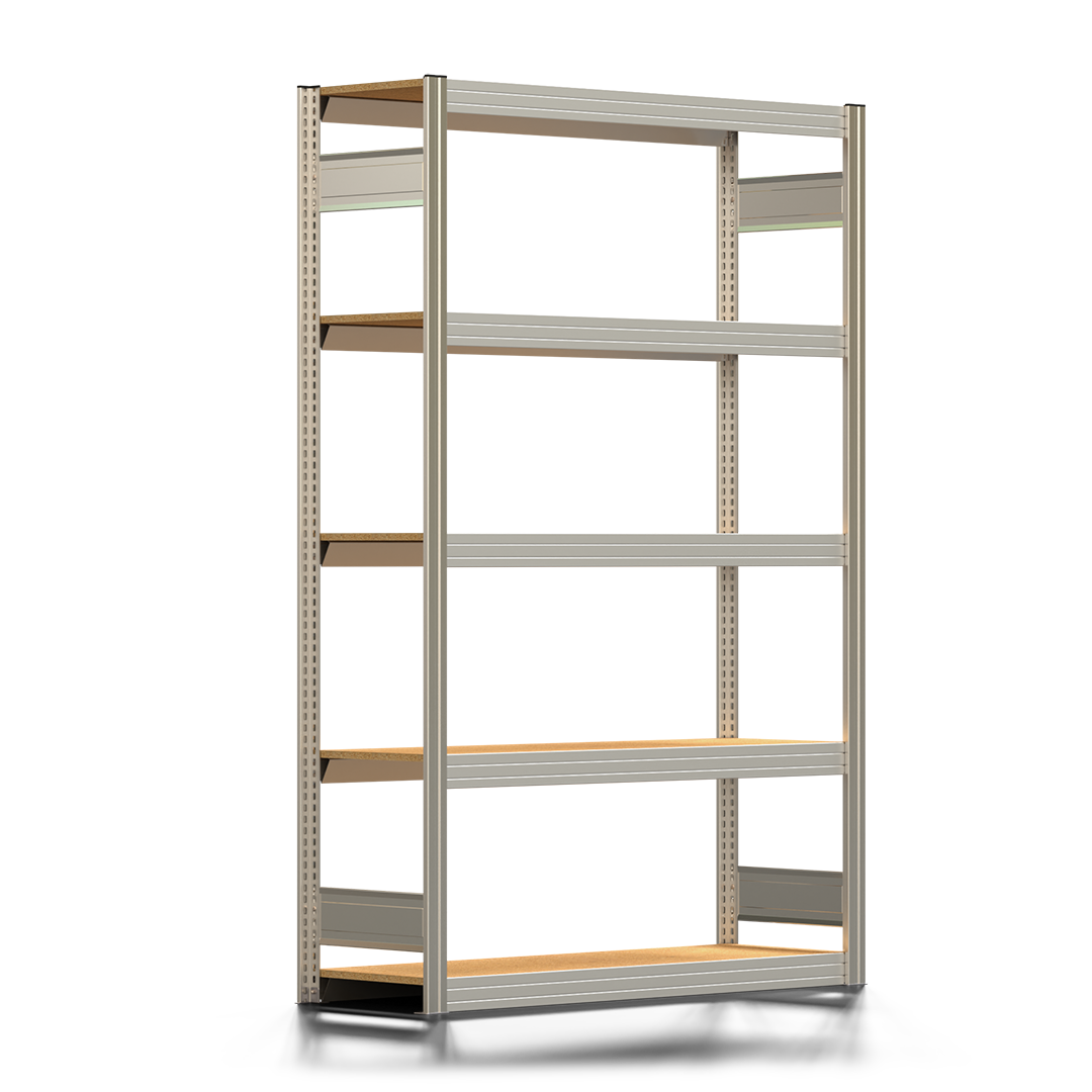 Fachbodenregal BERT - Breite: 128,5 cm - Tiefe: 40 cm - Höhe: 200 cm - 5 Böden - Grundregal