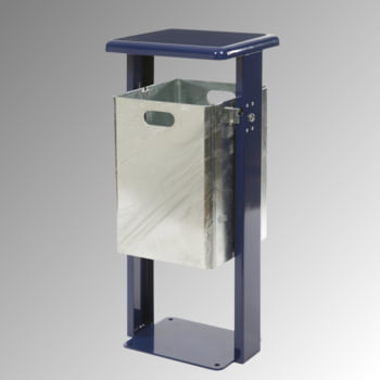 Stand-Abfallbehälter rechteckig - Vol. 40 l - mit Bodenplatte - kobaltblau/verzinkt