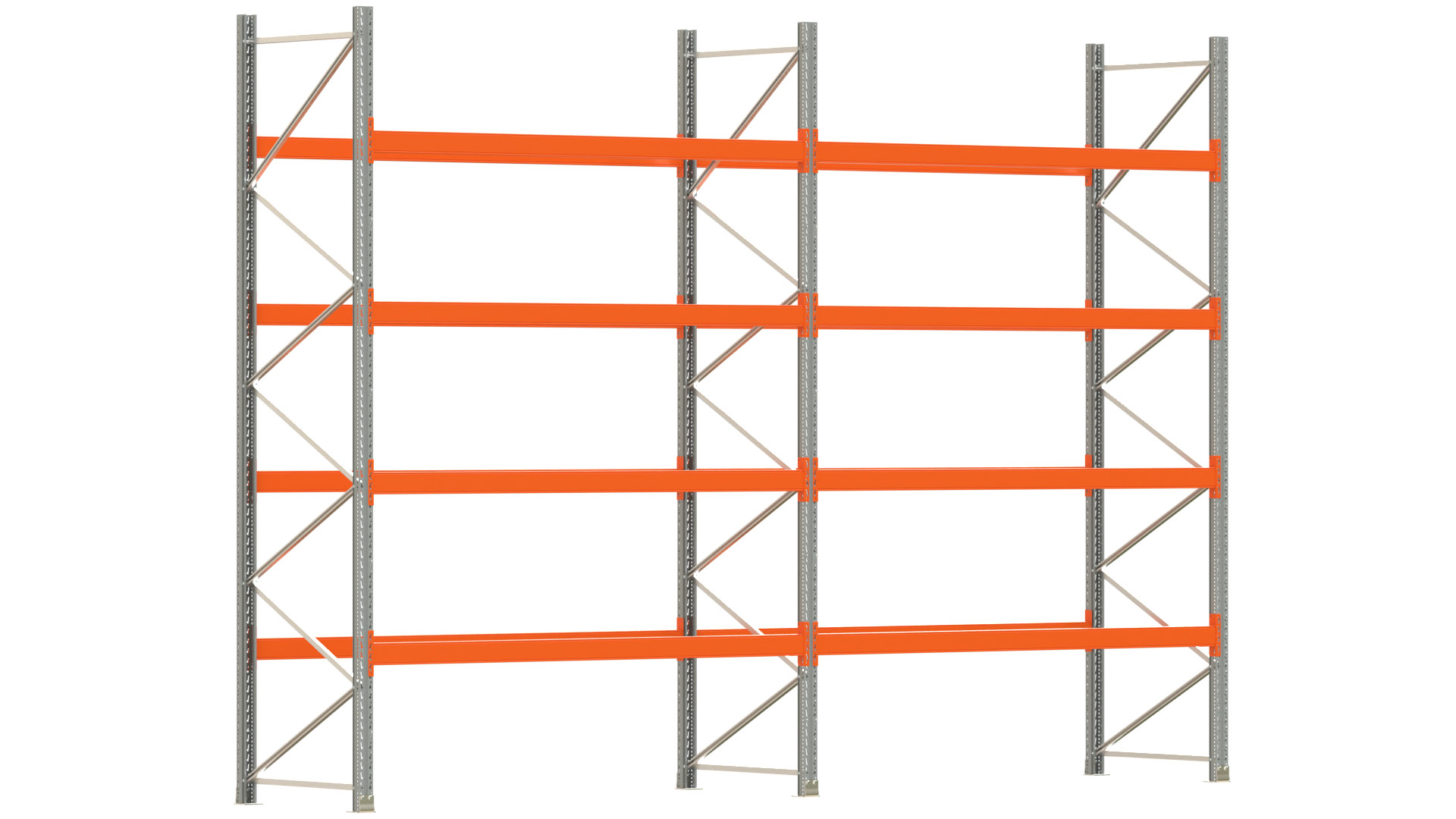 Palettenregal ARTUS - Breite 565,5 cm - Höhe 400 cm - Tiefe 110 cm - Fachlast 2000 kg - 30 Palettenstellplätze