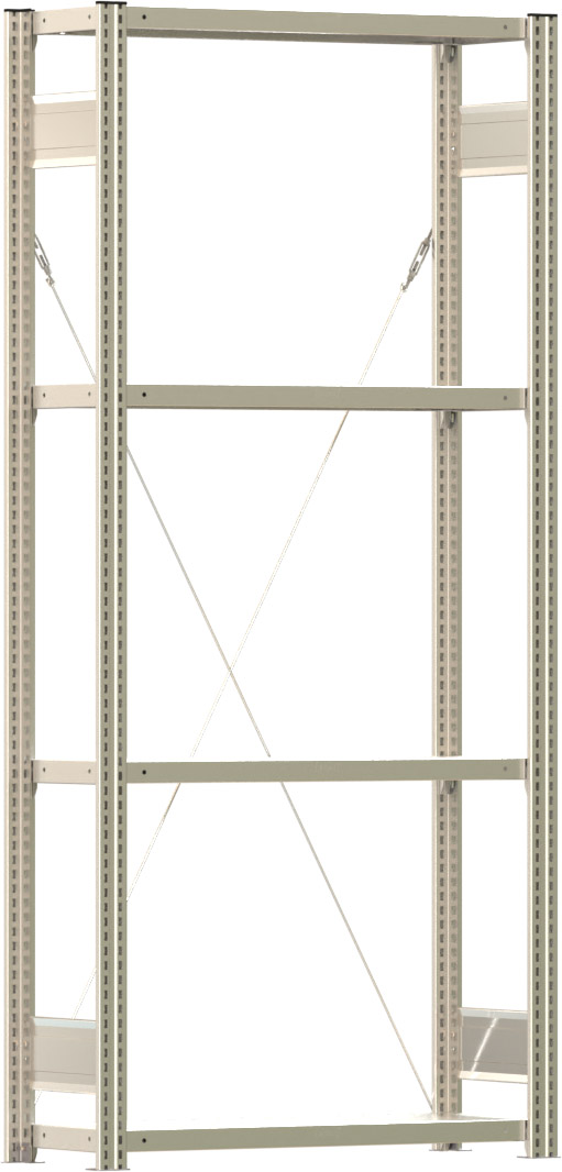 Fachbodenregal BERT - Breite: 87,5 cm - Tiefe: 30 cm - Höhe: 200 cm - 4 Böden - Grundregal