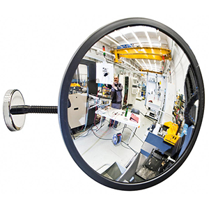 Industriespiegel, Beobachtungsspiegel aus Acrylglas, Durchm. 450 mm, Schwanenhals-Halterung 200 mm, inkl. Magnetfuß