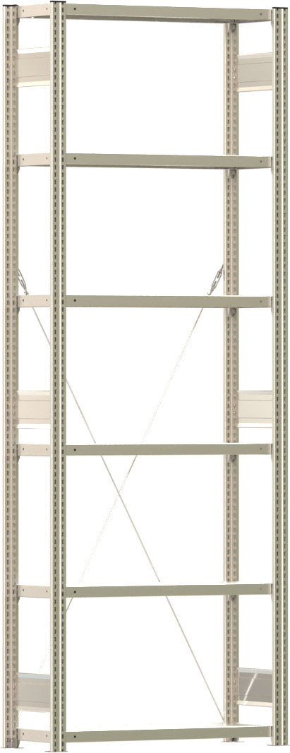 Fachbodenregal BERT - Breite: 87,5 cm - Tiefe: 30 cm - Höhe: 250 cm - 6 Böden - Grundregal
