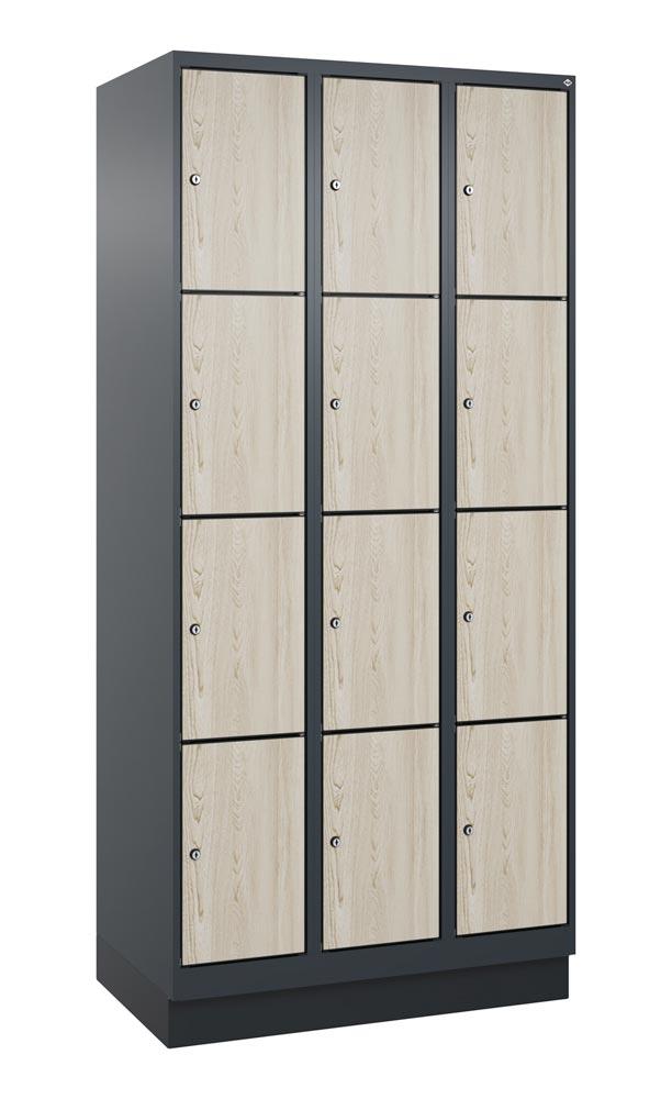 Fächerschrank mit MDF Türen, Breite 90 cm, Höhe 195 cm, Tiefe 50 cm, 12 Fächer
