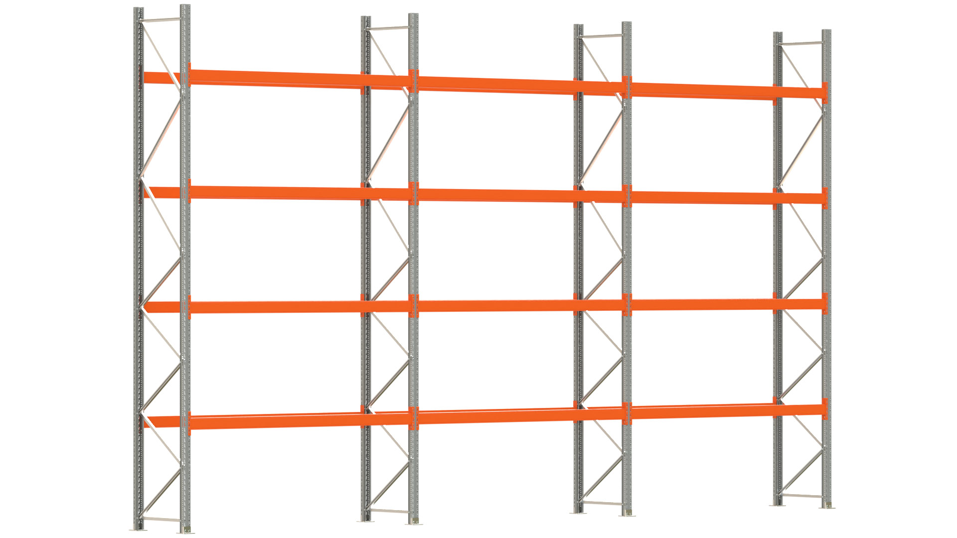 Palettenregal ARTUS - Breite 844 cm - Höhe 500 cm - Tiefe 80 cm - Fachlast 2250 kg - 30 Palettenstellplätze