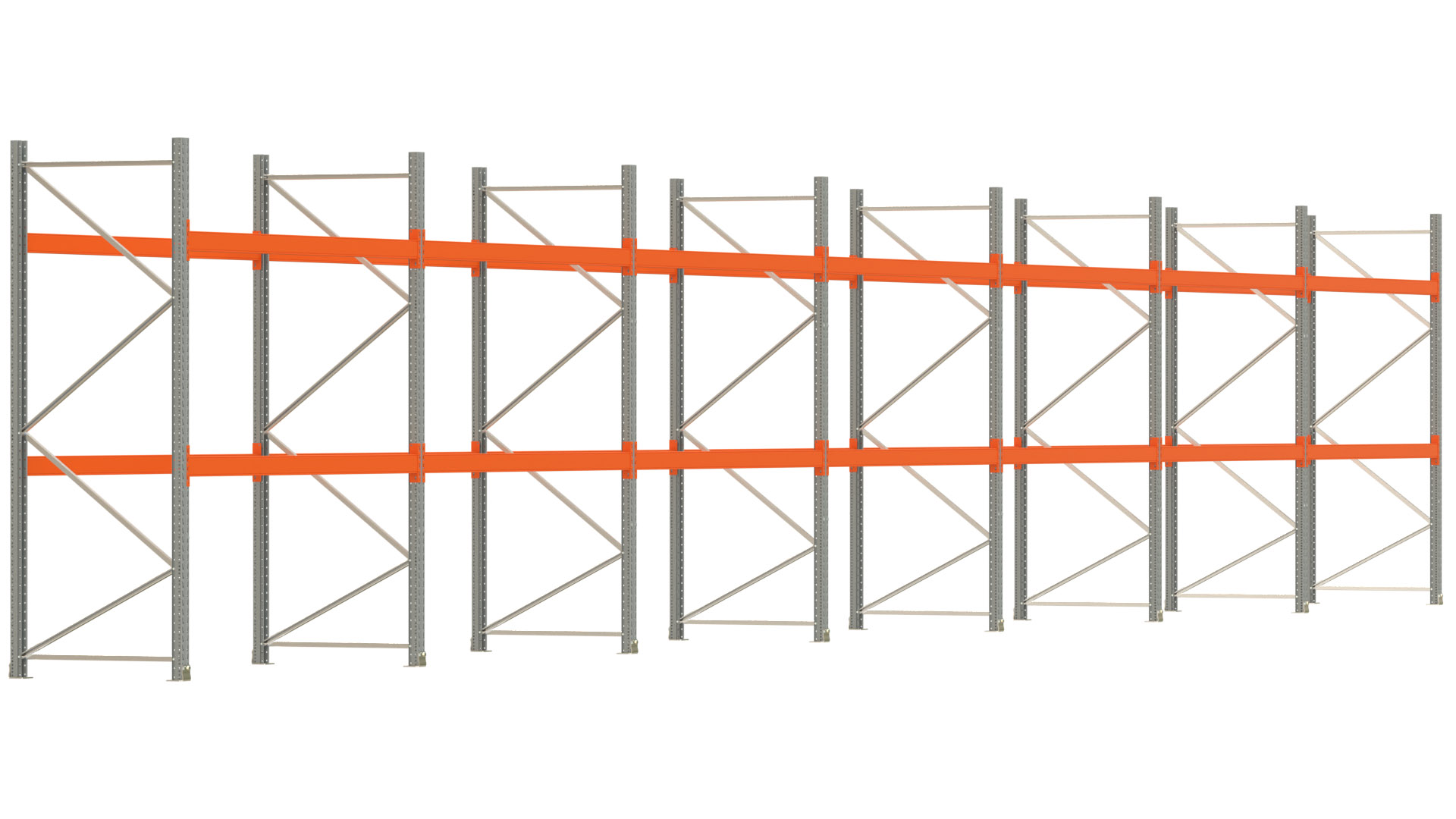 Palettenregal ARTUS - Breite 1958 cm - Höhe 300 cm - Tiefe 110 cm - Fachlast 2000 kg - 63 Palettenstellplätze