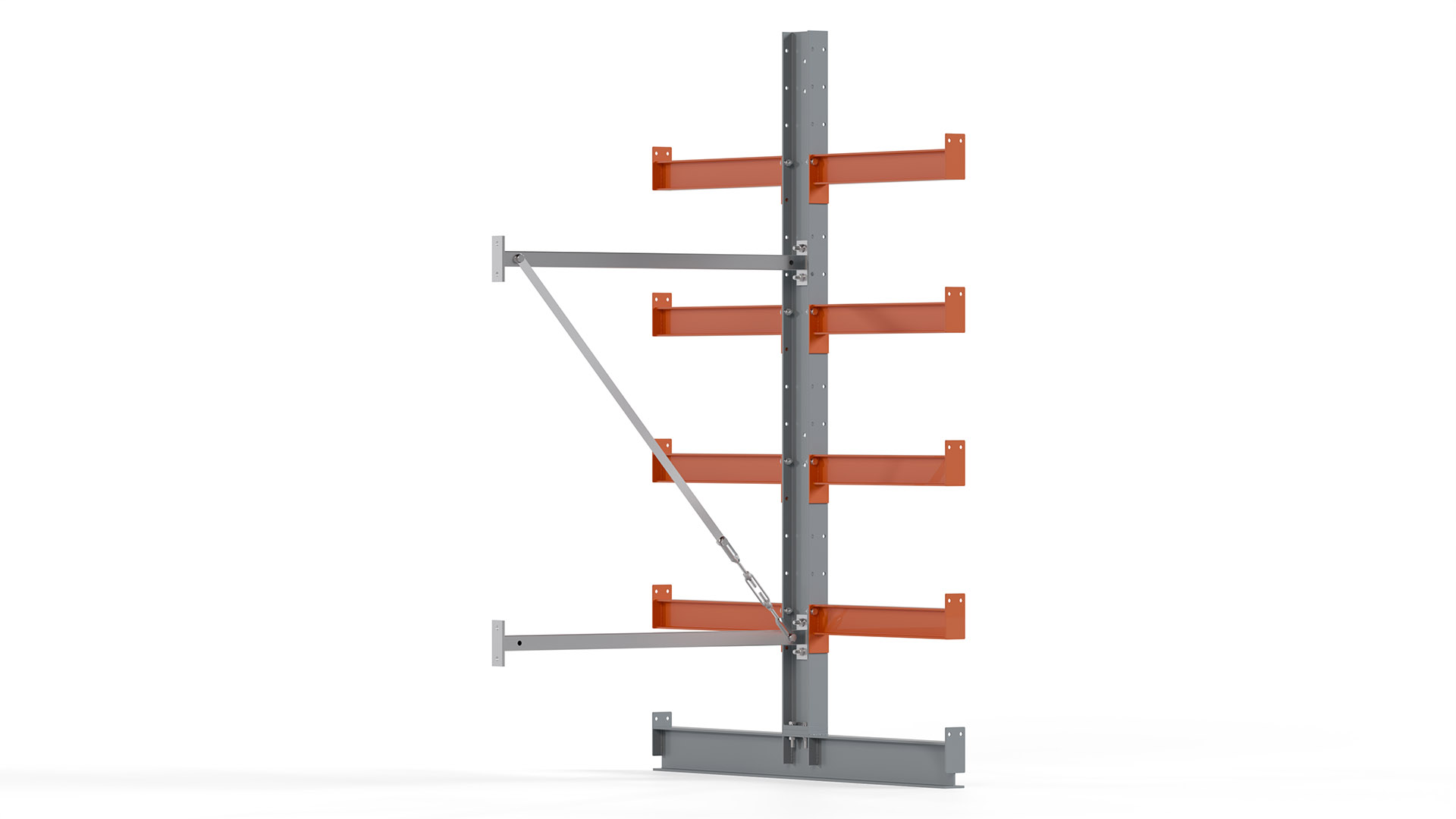Kragarmregal KARL basic - Anbaufeld - Breite: 100 cm - Höhe: 200 cm - Tiefe: 132 cm - Traglast je Arm: 730 kg - doppelseitig