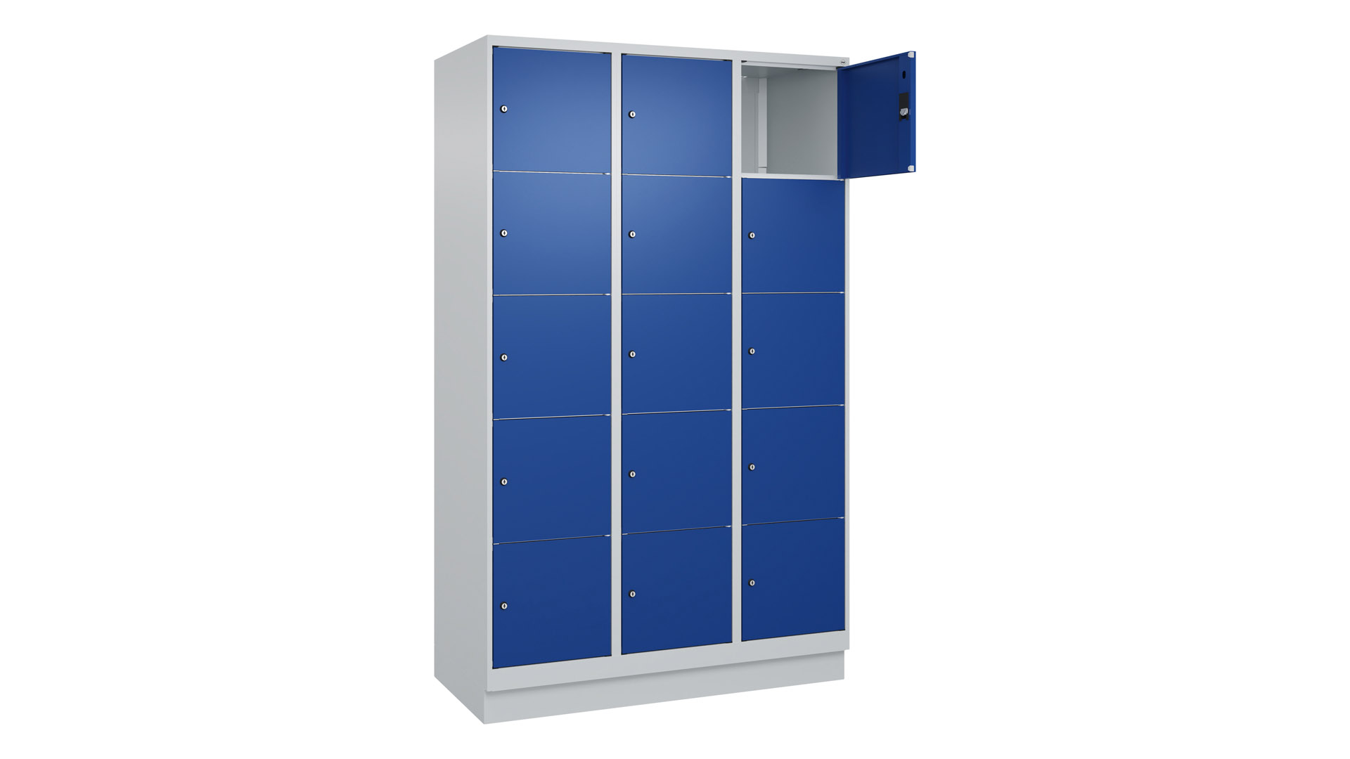 Fächerschrank, Breite 120 cm, Höhe 195 cm, Tiefe 50 cm, 15 Fächer