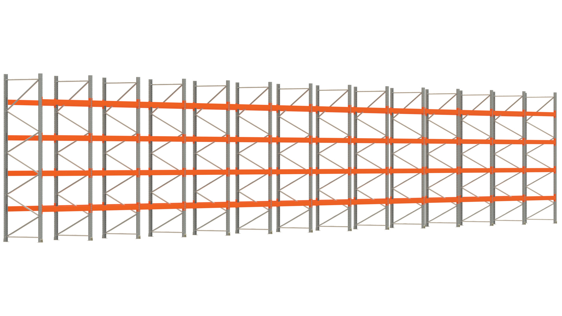 Palettenregal ARTUS - Breite 2589 cm - Höhe 400 cm - Tiefe 110 cm - Fachlast 2000 kg - 130 Palettenstellplätze