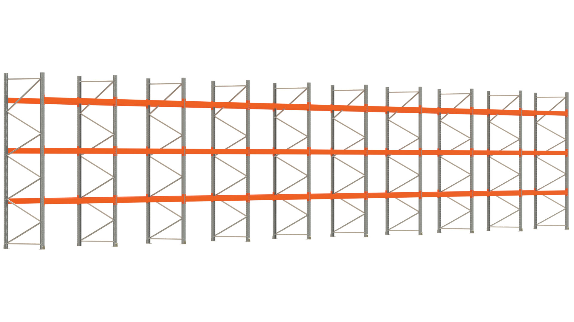 Palettenregal ARTUS - Breite 2515 cm - Höhe 400 cm - Tiefe 110 cm - Fachlast 2910 kg - 108 Palettenstellplätze
