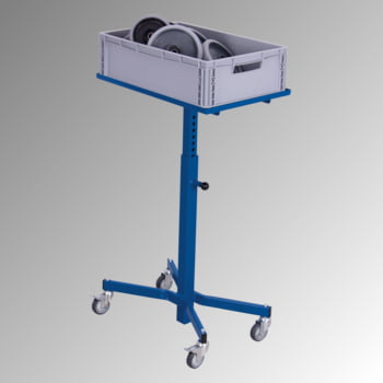 Fahrbarer Materialständer - 150 kg - höhenverstellbar 505 bis 780 mm - enzianblau