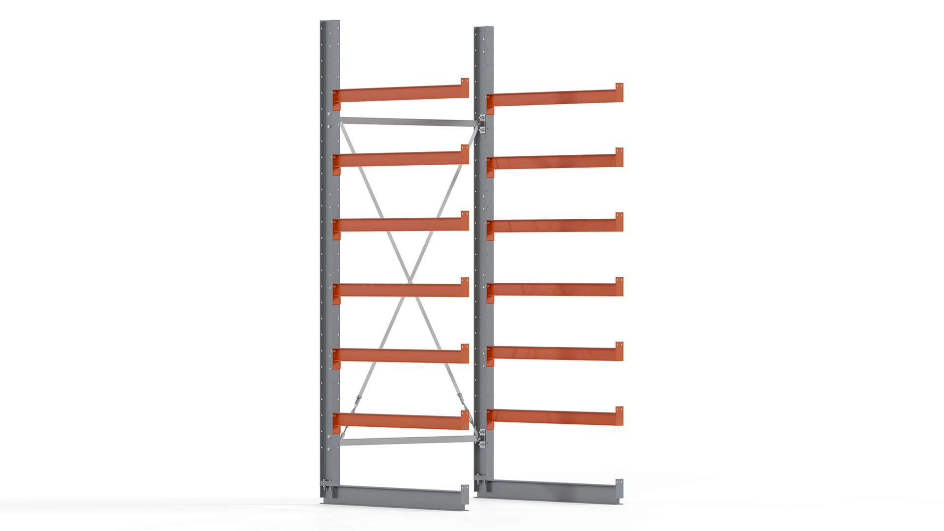 Kragarmregal KARL basic - lackiert - Breite: 128 cm - Höhe: 300 cm - Tiefe: 120 cm - Traglast je Kragarm: 370 kg - einseitig