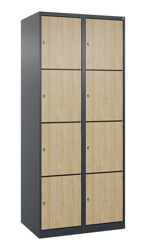 Fächerschrank mit MDF Türen, Breite 80 cm, Höhe 185 cm, Tiefe 50 cm, 8 Fächer