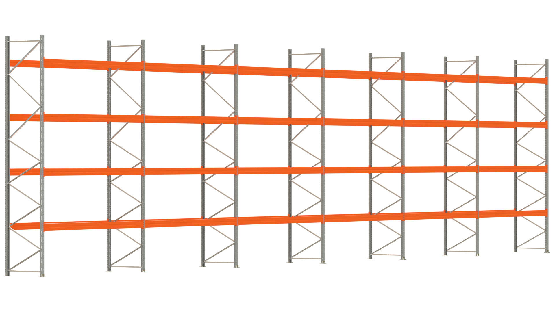 Palettenregal ARTUS - Breite 2219,5 cm - Höhe 550 cm - Tiefe 110 cm - Fachlast 2300 kg - 120 Palettenstellplätze