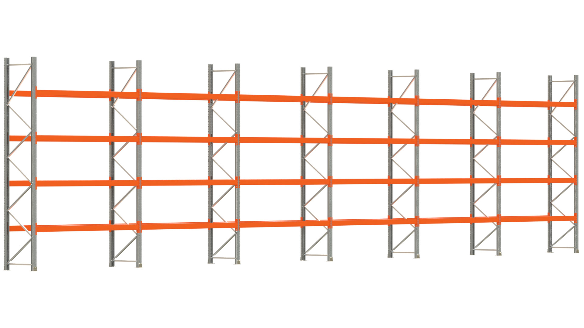 Palettenregal ARTUS - Breite 1679,5 cm - Höhe 400 cm - Tiefe 80 cm - Fachlast 2320 kg - 60 Palettenstellplätze