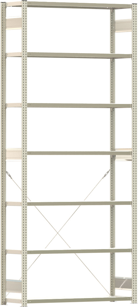 Fachbodenregal BERT - Breite: 128,5 cm - Tiefe: 40 cm - Höhe: 300 cm - 7 Böden - Grundregal