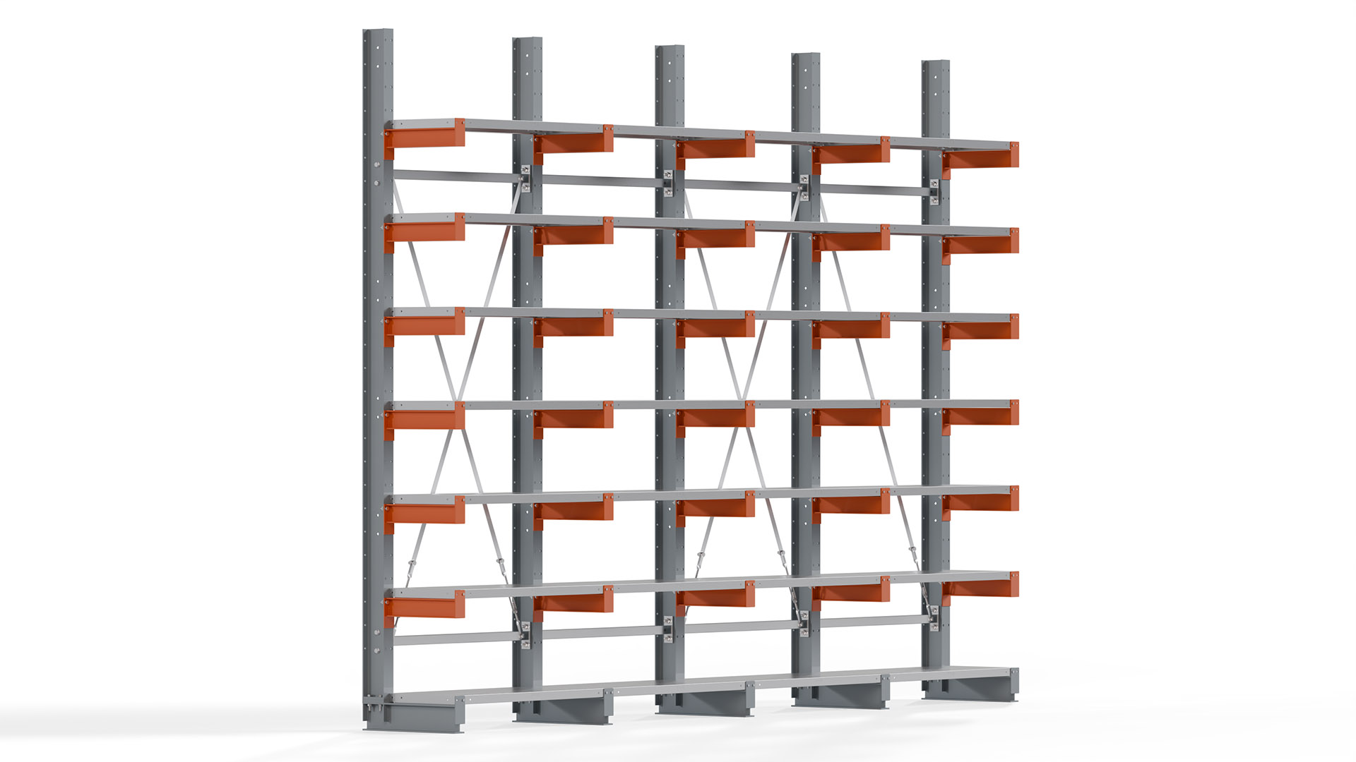 Kragarmregal KARL basic - lackiert - Breite: 400 cm - Höhe: 300 cm - Tiefe: 40 cm - Traglast je Kragarm: 1100 kg - einseitig