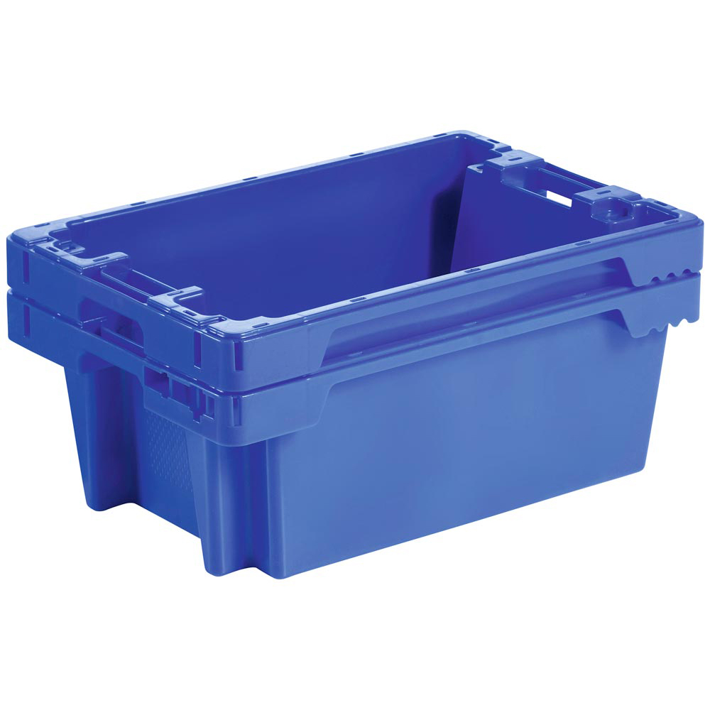 Drehstapelbehälter, o. Bodenlochung,  BxTxH 600x400x225 mm, blau, VE 2 Stück