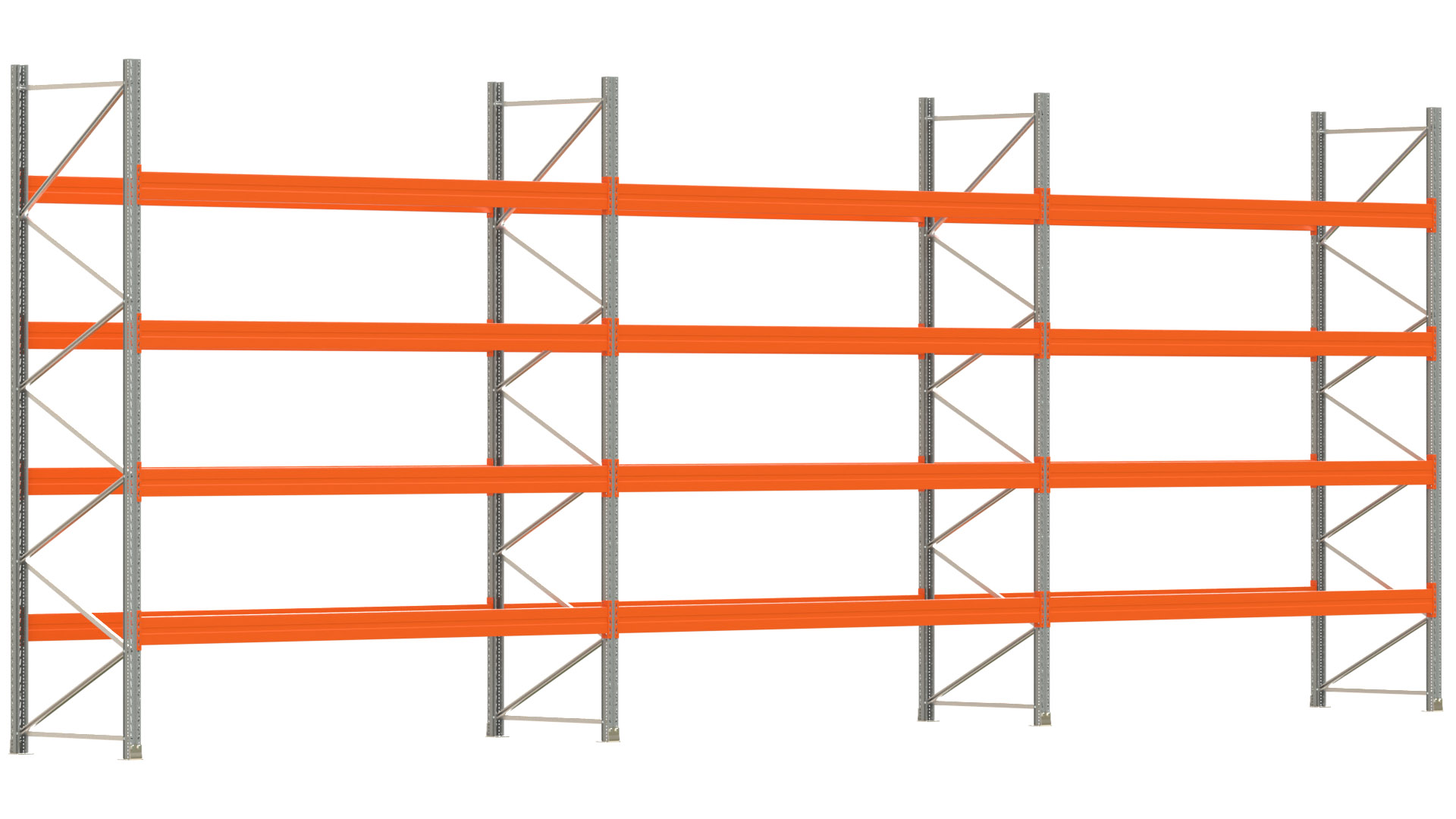 Palettenregal ARTUS - Breite 1114 cm - Höhe 400 cm - Tiefe 110 cm - Fachlast 2400 kg - 60 Palettenstellplätze