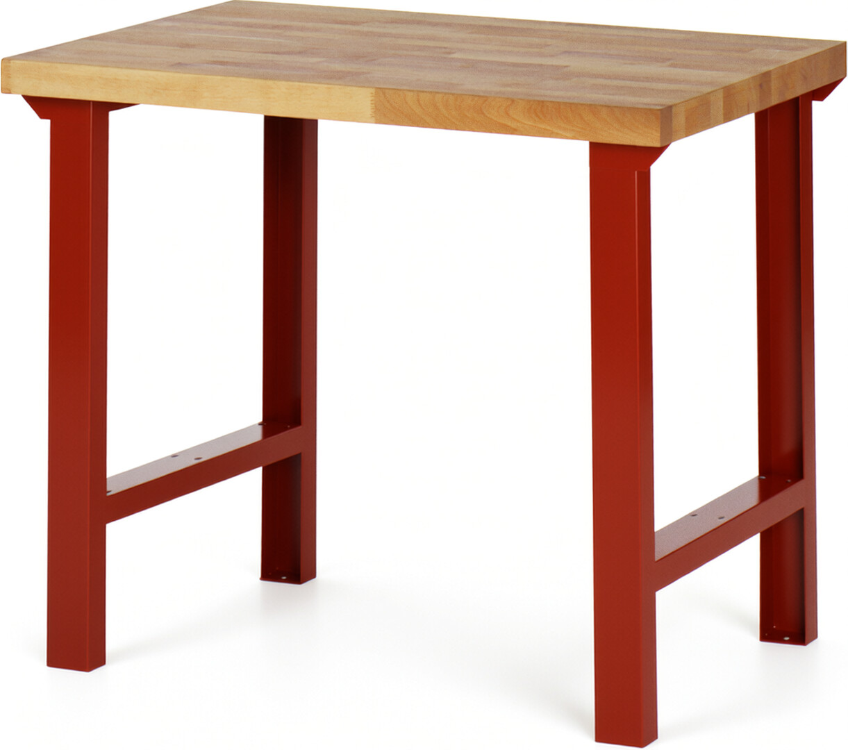 Werkbank rot, BxTxH 1000x700x840 mm, Platte Buche 40 mm, RAL 3000, Traglast 750 kg