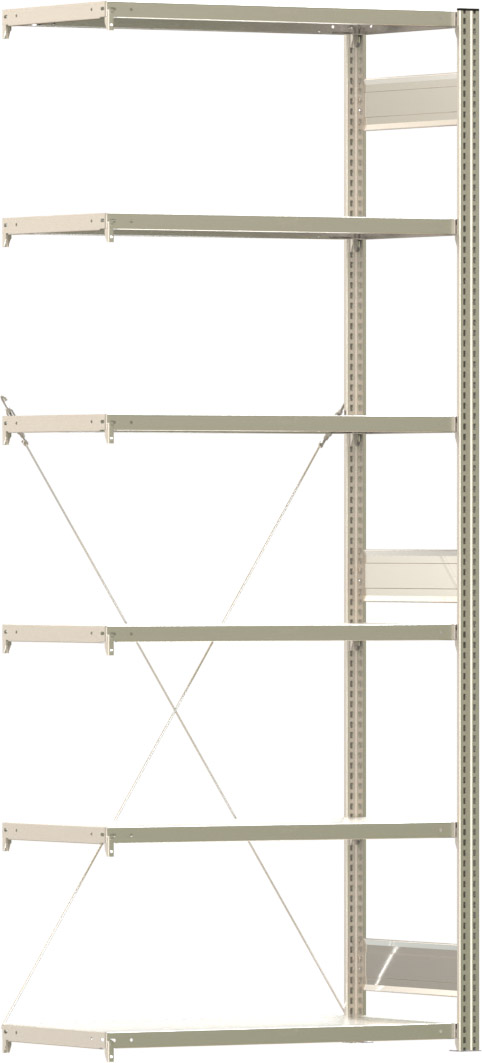 Fachbodenregal BERT - Breite: 100,5 cm - Tiefe: 50 cm - Höhe: 250 cm - 6 Böden - Anbauregal