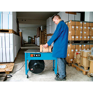 Umreifungs-Maschine PET, halbautomatisch, BxTxH 910x580x770-915 mm, 230V, Gewicht 85 kg