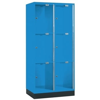 Fächerschrank mit Türen aus Acrylglas, Breite 82 cm, Höhe 175 cm, Tiefe 50 cm, 2x3 Fächer