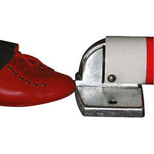 Sperrpfosten aus Alu, rund, Durchm. 76 mm, mit Liftautomatik, zum Aufschrauben, kippbar, mit Profil- Zylinderschloß