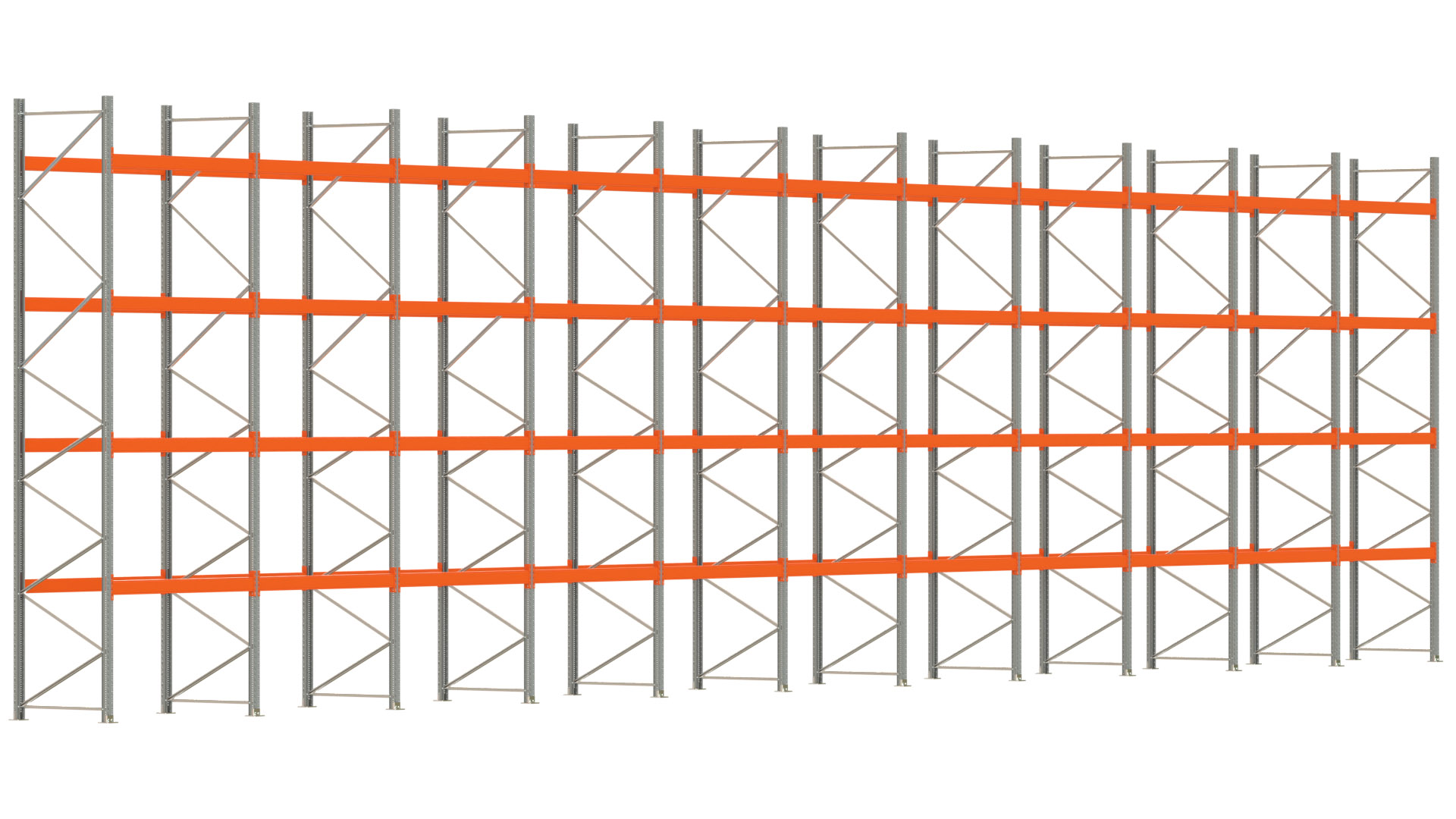 Palettenregal ARTUS - Breite 2192 cm - Höhe 550 cm - Tiefe 110 cm - Fachlast 2000 kg - 110 Palettenstellplätze