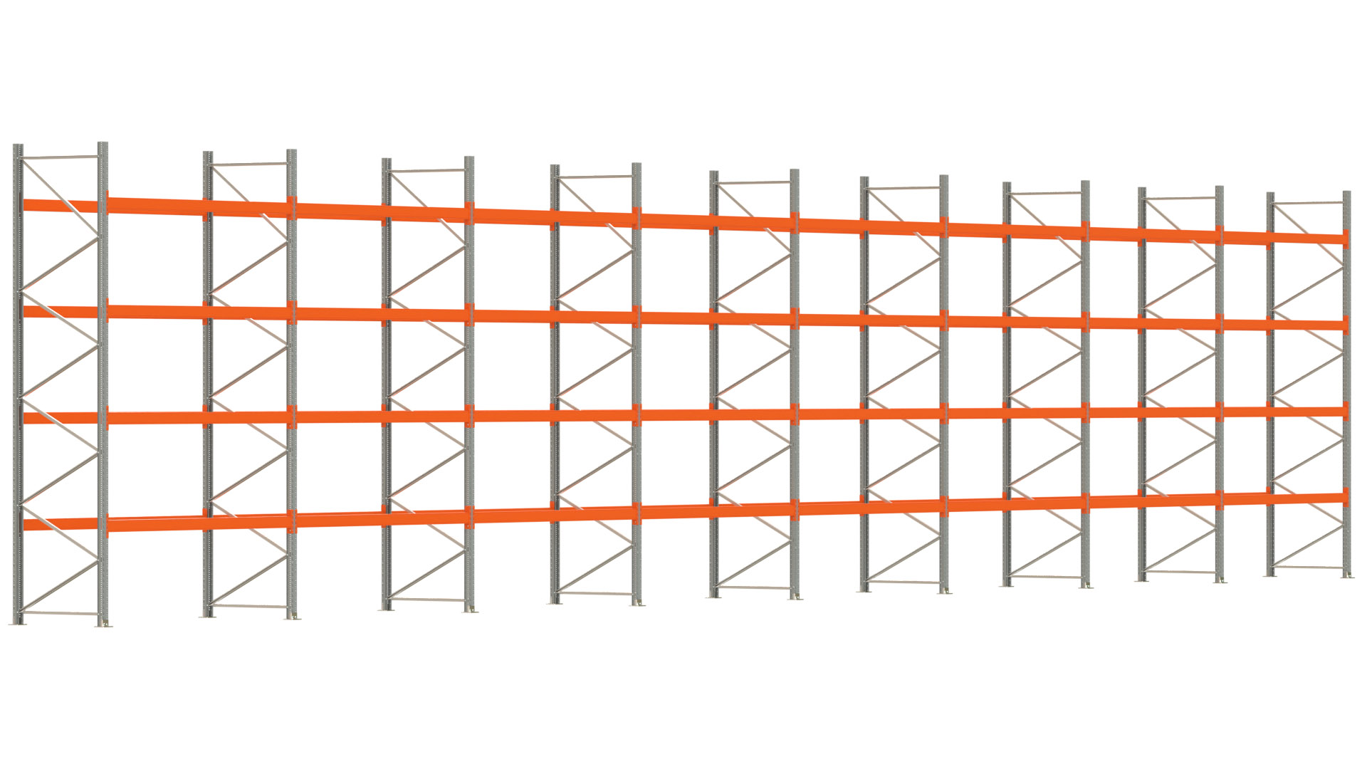 Palettenregal ARTUS - Breite 2236,5 cm - Höhe 450 cm - Tiefe 110 cm - Fachlast 2000 kg - 120 Palettenstellplätze