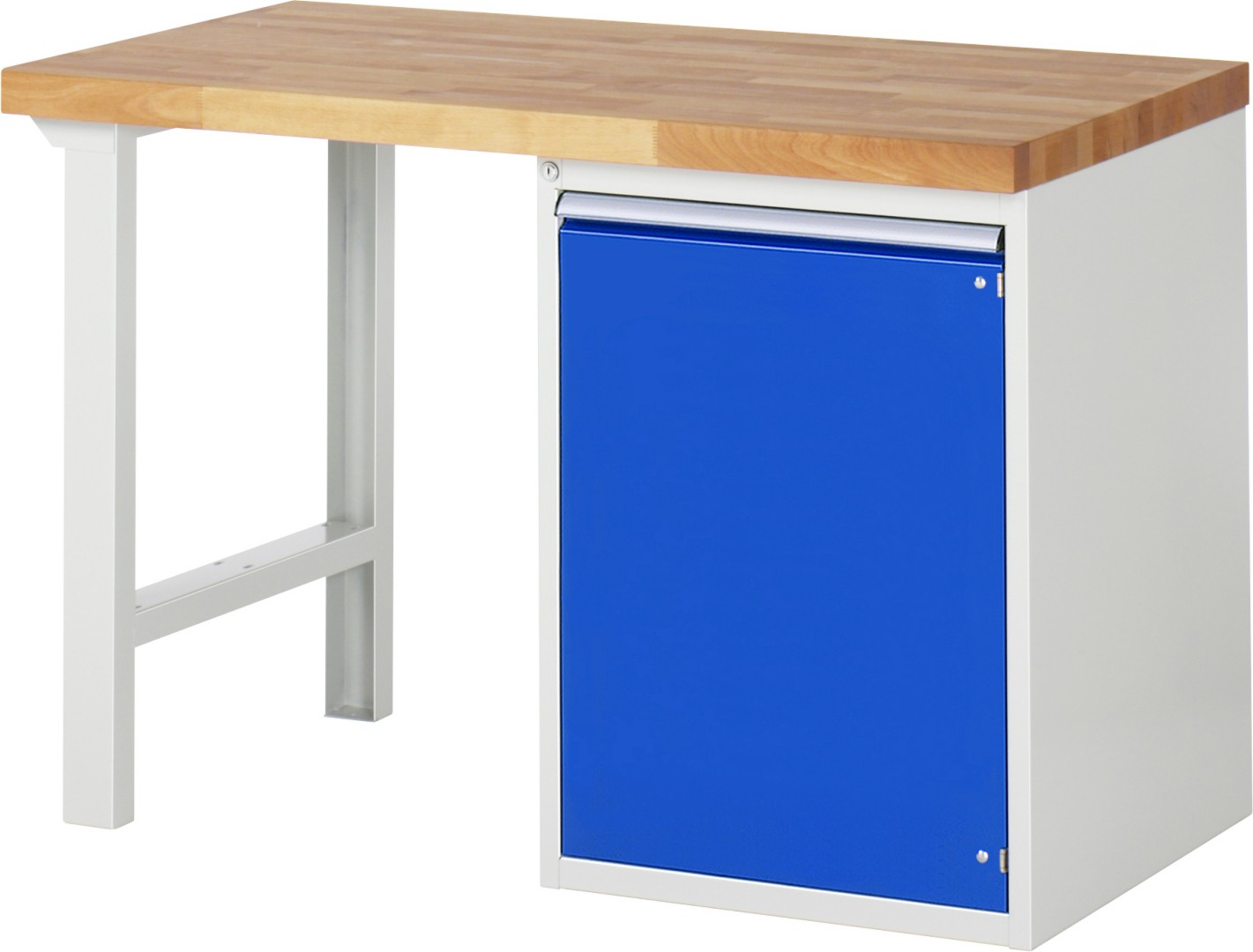 Werkbank Modell 7501 rot - schwarz, BxTxH 1250x700x890 mm,  Buche-Massiv Arbeitsplatte 40 mm