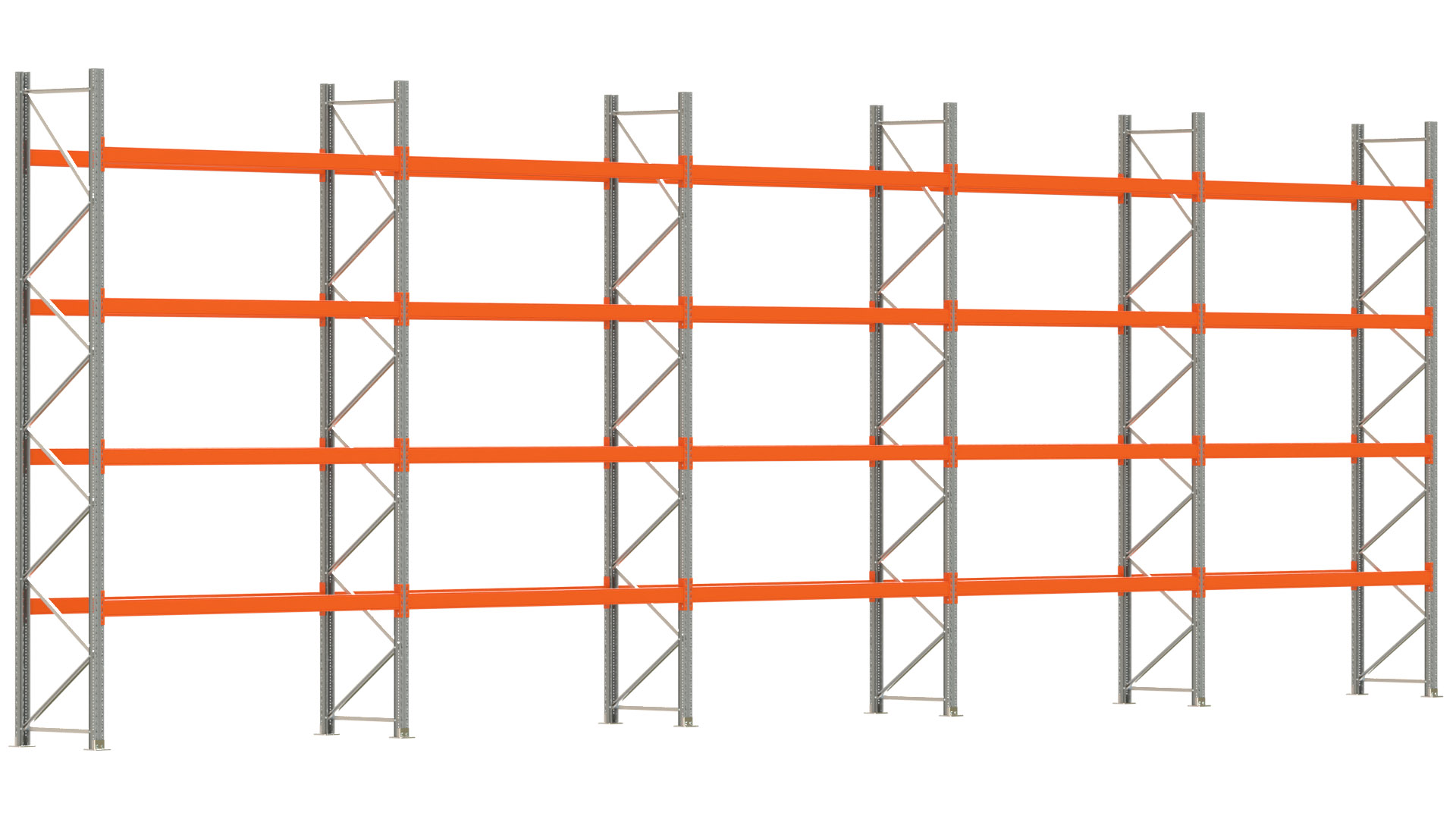 Palettenregal ARTUS - Breite 1401 cm - Höhe 450 cm - Tiefe 80 cm - Fachlast 2320 kg - 50 Palettenstellplätze