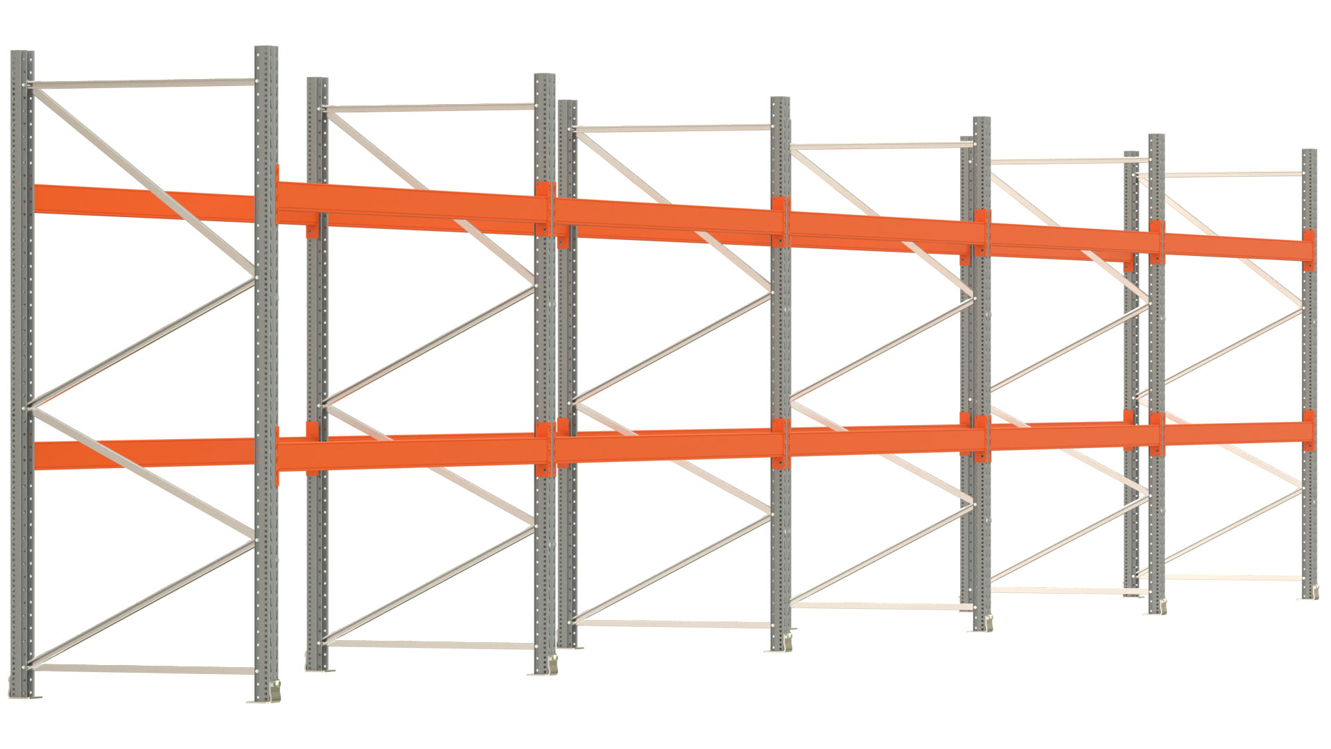 Palettenregal ARTUS - Breite 1401 cm - Höhe 250 cm - Tiefe 110 cm - Fachlast 2000 kg - 45 Palettenstellplätze