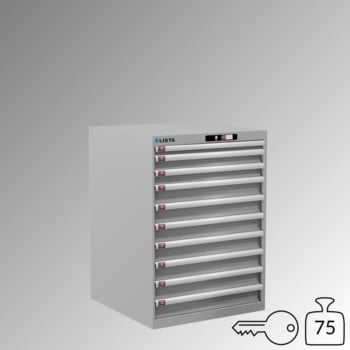 Lista Schubladenschrank - 14.413.020 - 1.000x717x725 mm (HxBxT) - 10 Schubladen - 75 kg - Key Lock - lichtgrau (RAL 7035)