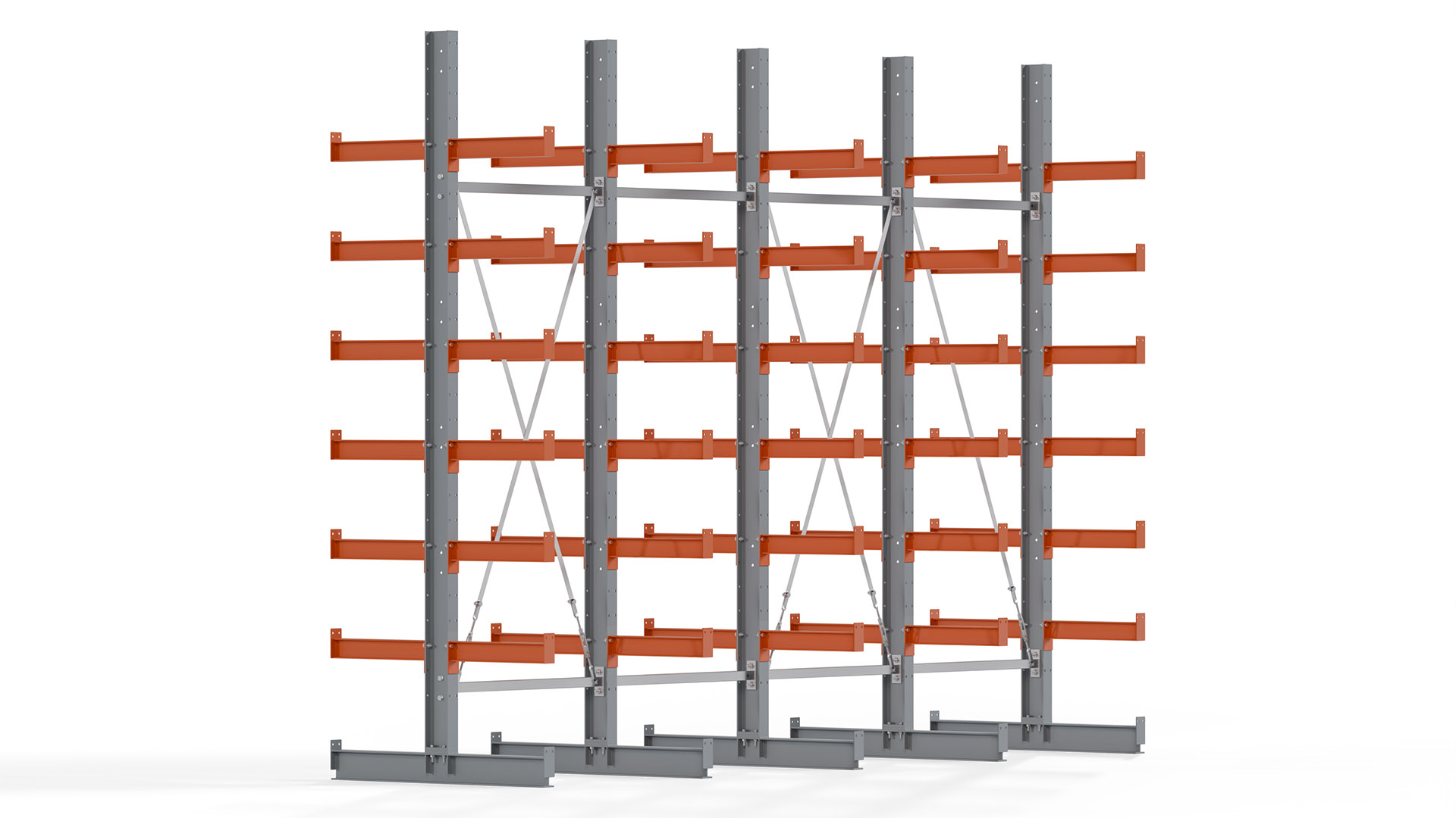 Kragarmregal KARL basic - lackiert - Breite: 400 cm - Höhe: 300 cm - Tiefe: 50 cm - Traglast je Kragarm: 870 kg - beidseitig