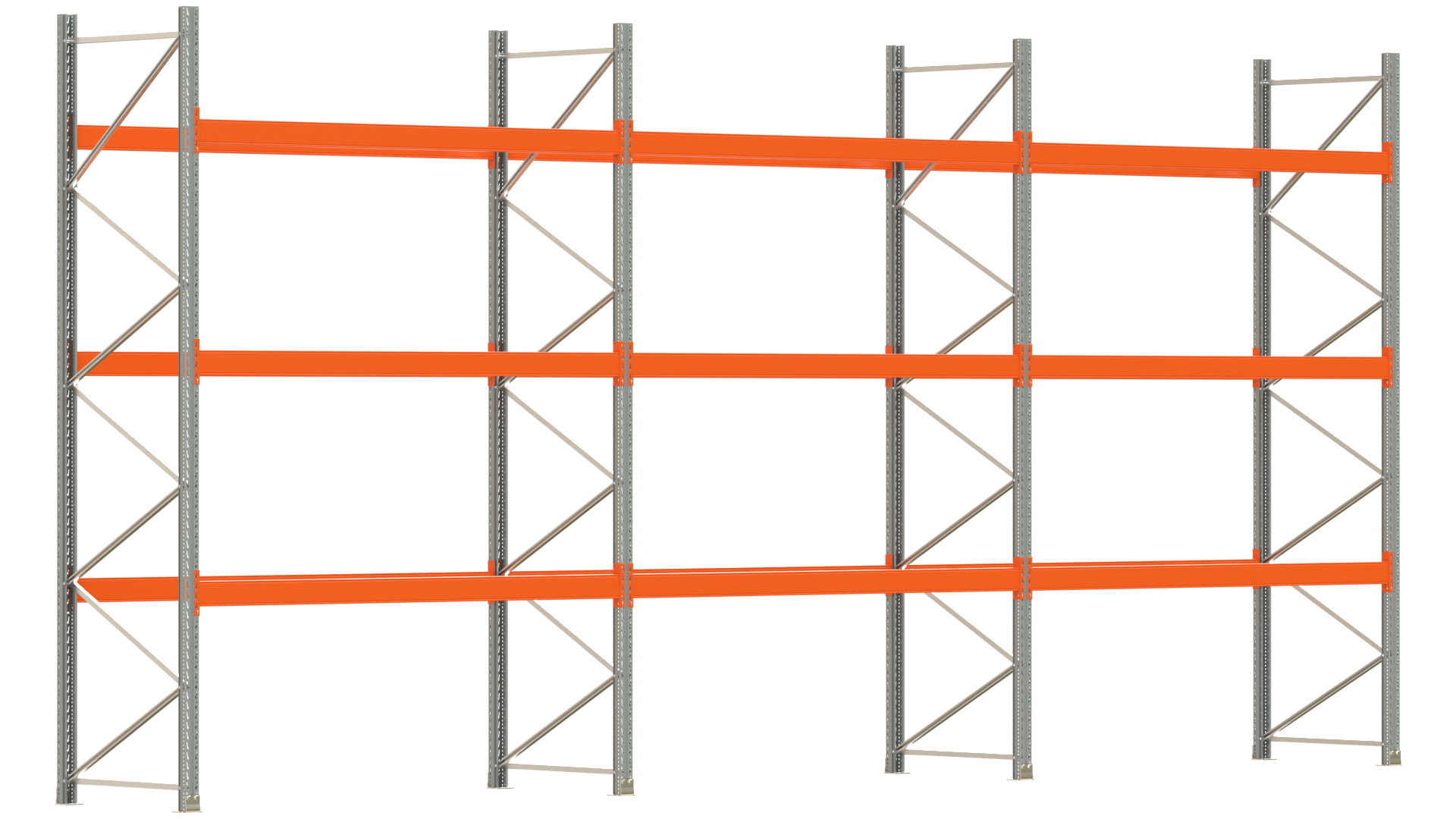 Palettenregal ARTUS - Breite 844 cm - Höhe 400 cm - Tiefe 110 cm - Fachlast 2910 kg - 36 Palettenstellplätze