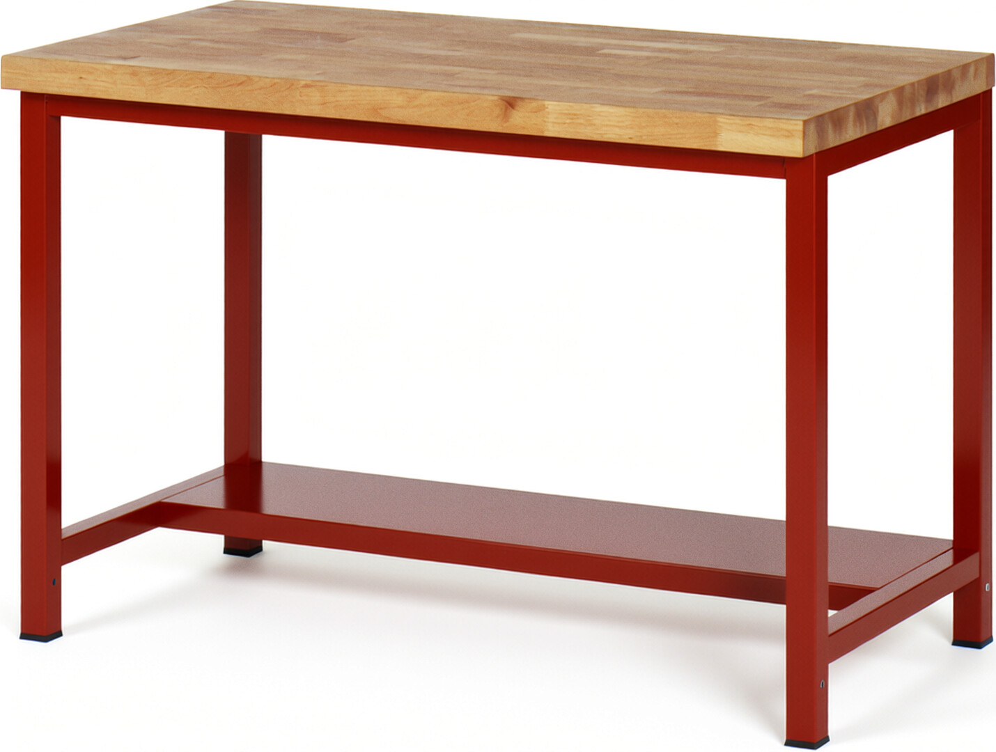 Werkbank Modell 8000 rot, BxTxH 1250x700x840-1040 mm,  Buche-Massiv Arbeitsplatte 40 mm