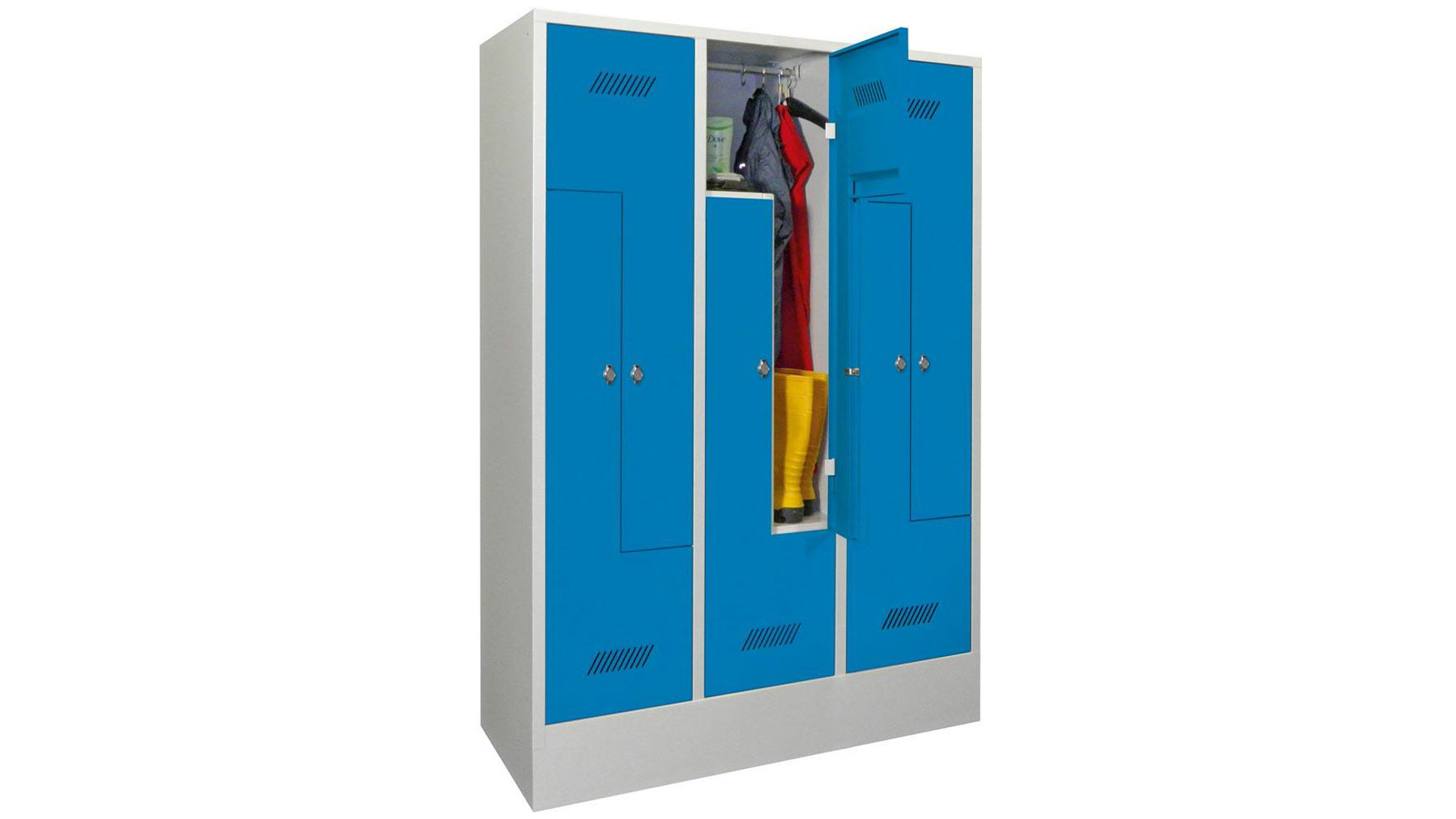 Z-Spind, Breite 120 cm, Höhe 185 cm, Tiefe 50 cm, 3 Abteile
