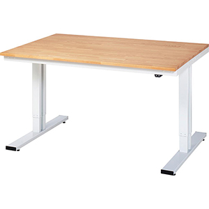 Elektrisch höhenverstellbarer Arbeitstisch, Platte Buche 25 mm, BxTxH 1500x1000x720-1120 mm, RAL 7035, Flächenlast 150 kg