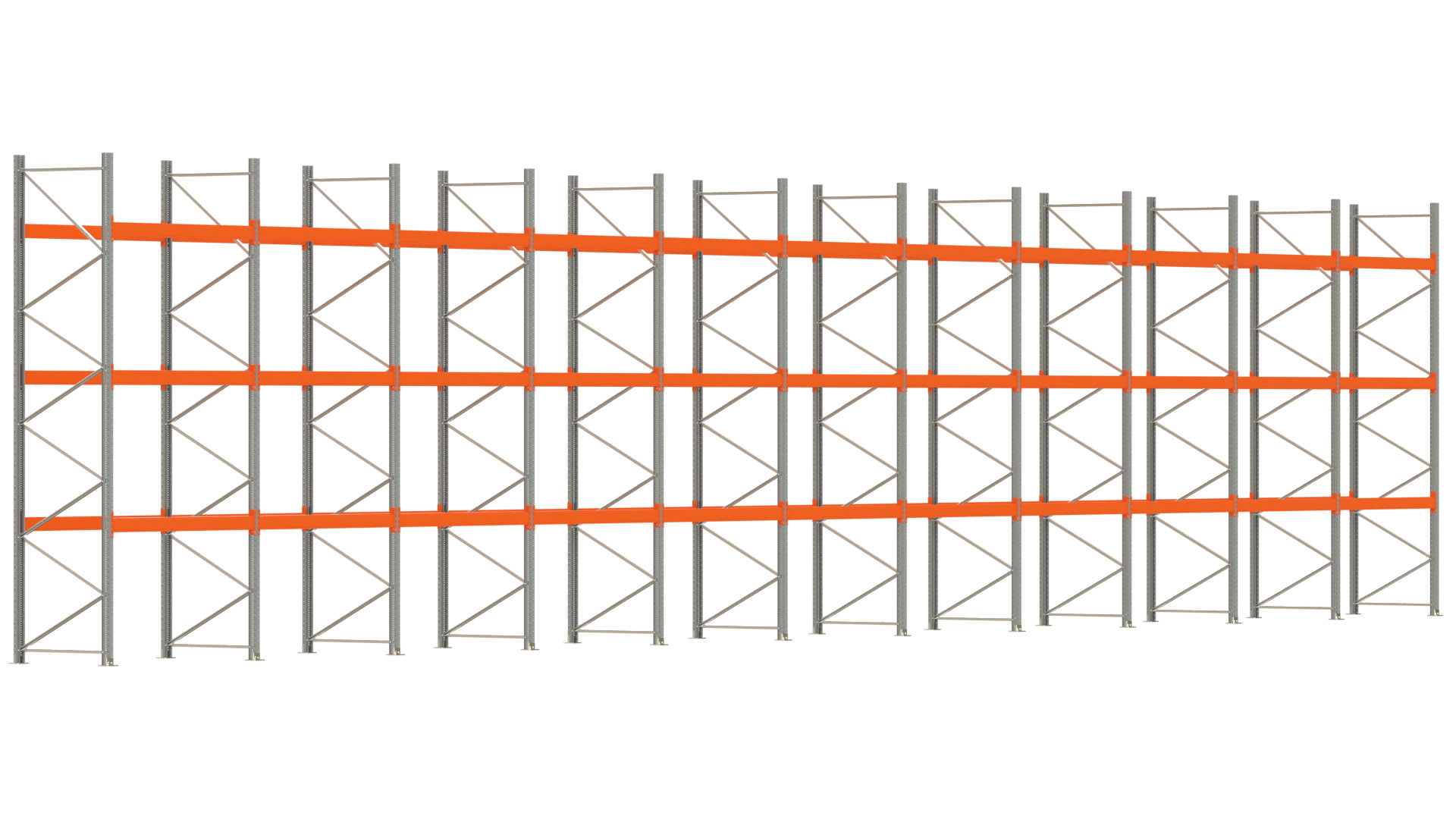 Palettenregal ARTUS - Breite 2192 cm - Höhe 450 cm - Tiefe 110 cm - Fachlast 3000 kg - 88 Palettenstellplätze