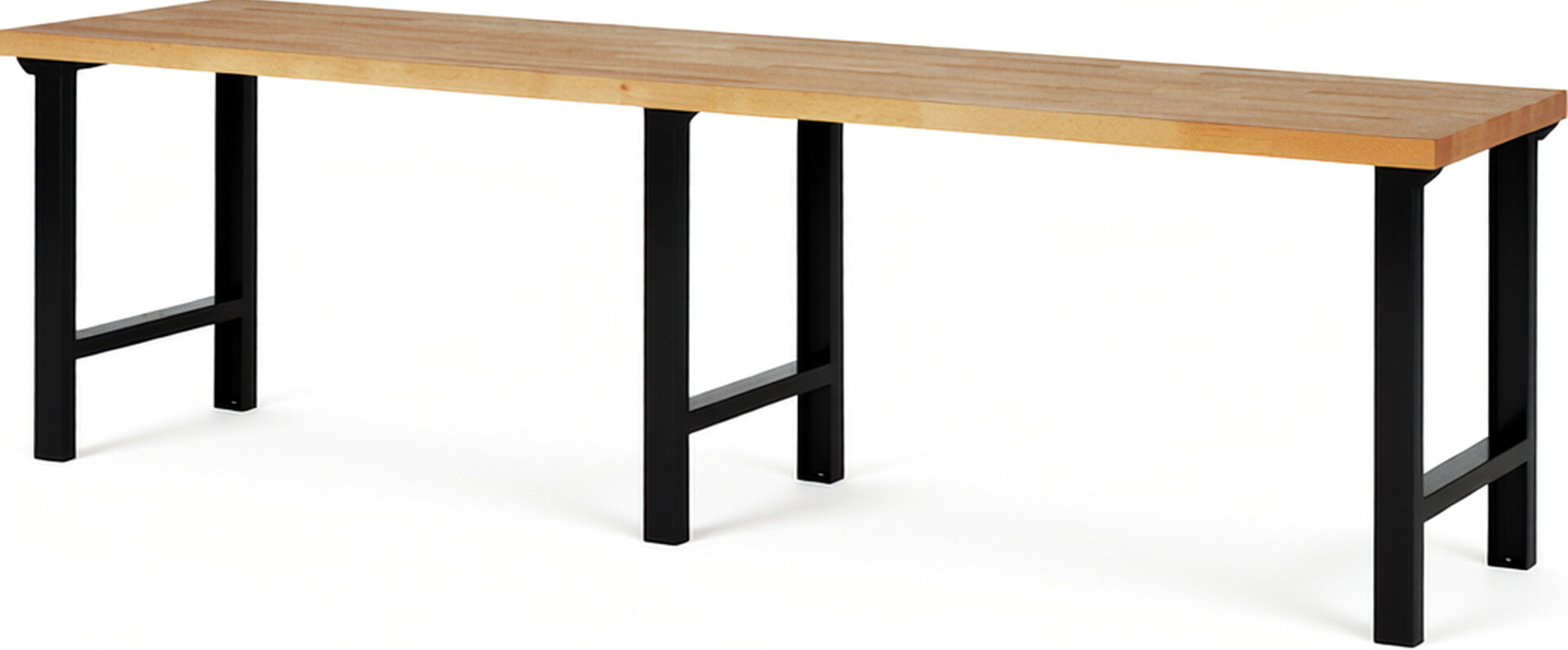Werkbank Modell 7000 schwarz, BxTxH 3000x700x840 mm,  Buche-Massiv Arbeitsplatte 40 mm