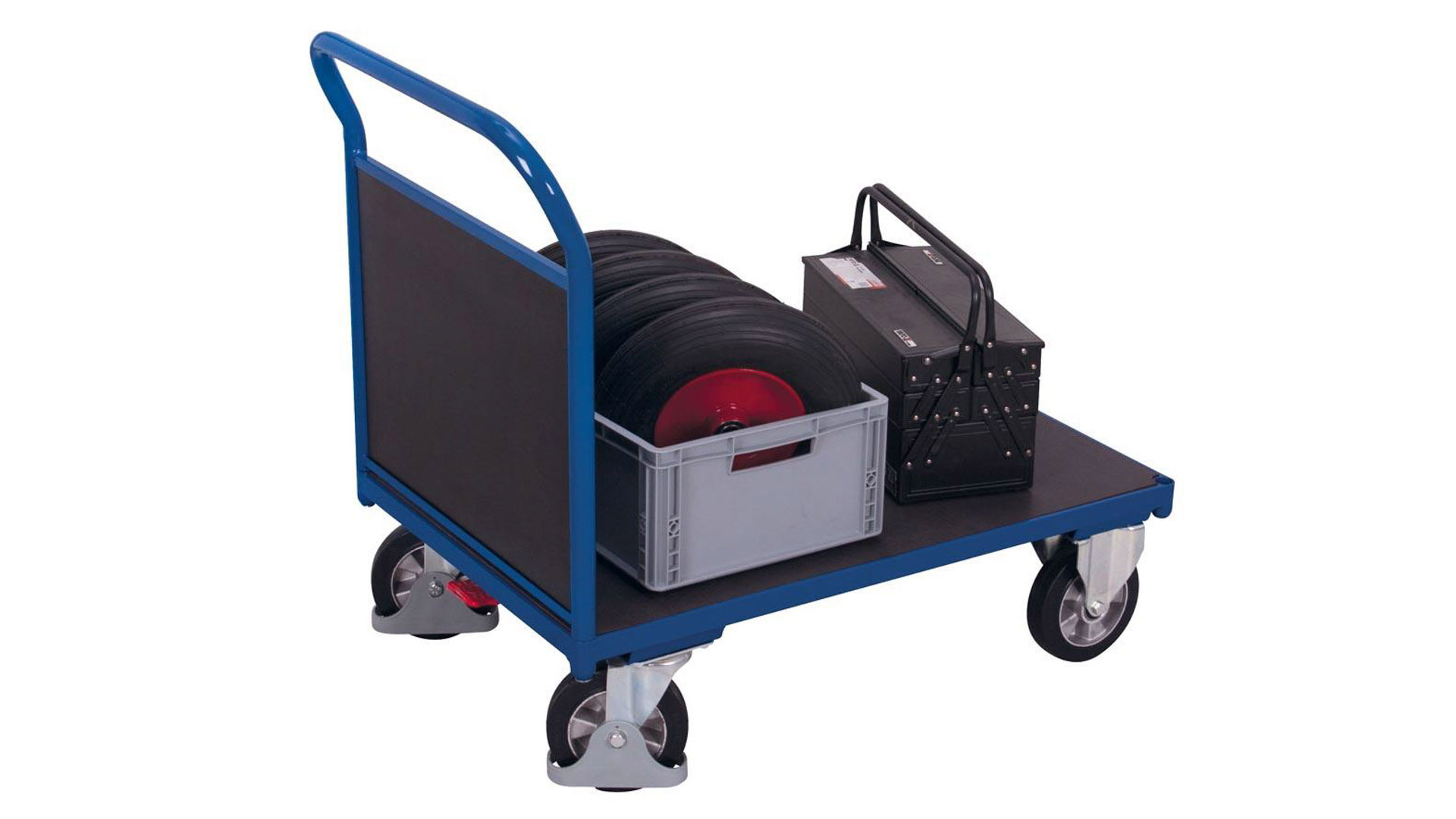 Plattform-Transportwagen, Stirnwandwagen - Tragkraft 1.000 kg - Ladefläche 800 x 1.225 mm (BxT) - Holzwände